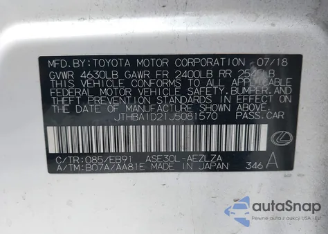 2018 Lexus Is 300 из США, поврежденный, VIN JTHBA1D21J5081570